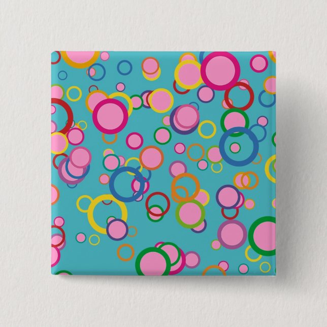 Colourful Circles 15 Cm Square Badge (Front)