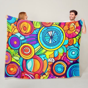 Colourful Circles Abstract Art Fleece Blanket