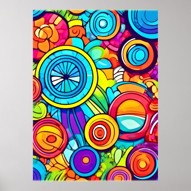 Colourful Circles Abstract Art Poster (Front)