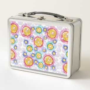Colourful circles and bubbles abstract lunch boxes