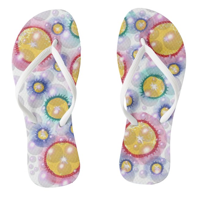 Colourful Circles and Bubbles Trendy Flip Flops (Footbed)