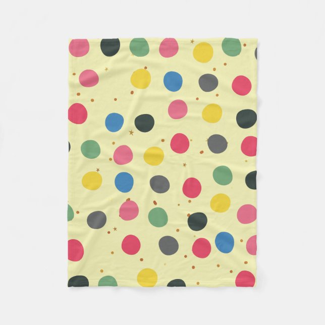 Colourful Circles And Gold Dots Fleece Blanket (Front)