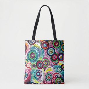 Colourful Circles and Swirls Original Abstract Art Tote Bag