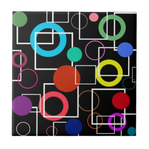 Colourful circles and white squares tile