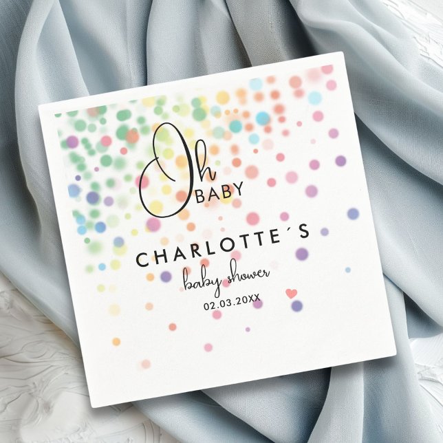 Colourful circles  Baby Shower Napkin (Colorful circles, Baby Shower Napkins with your name and date. For boy, girl, gender-neutral.)