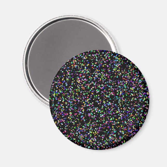 Colourful circles bubbles on black unique pattern magnet (Front/Back)