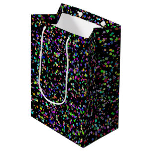 Colourful circles bubbles on black unique pattern medium gift bag