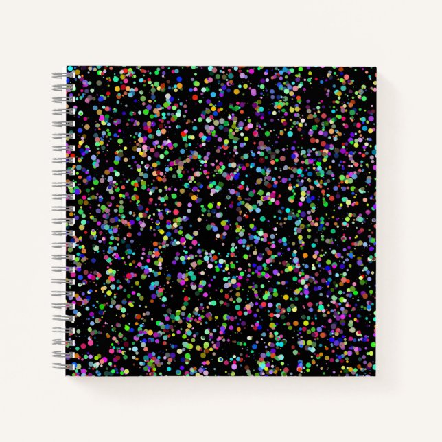 Colourful circles bubbles on black unique pattern notebook (Front)