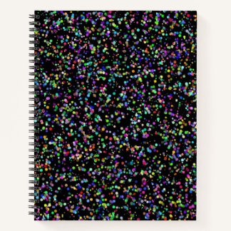 Colourful circles bubbles on black unique pattern notebook