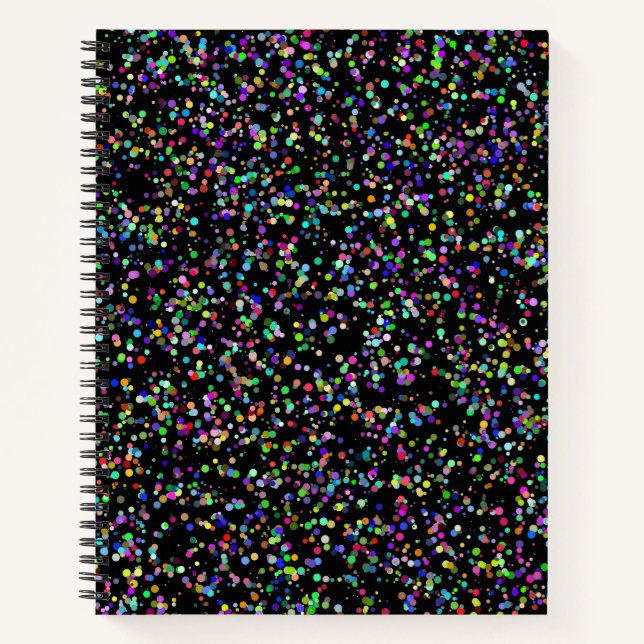 Colourful circles bubbles on black unique pattern notebook (Front)