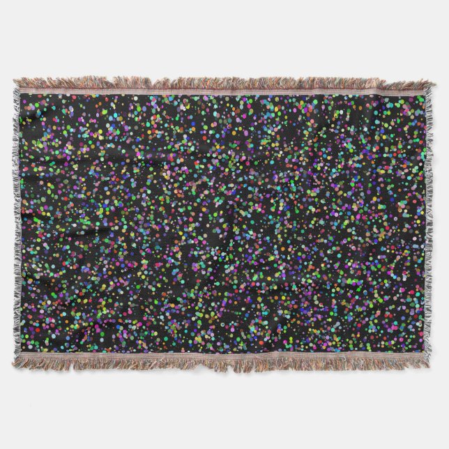 Colourful circles bubbles on black unique pattern throw blanket (Front)