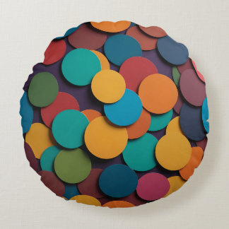 Colourful Circles design  Round Cushion