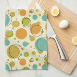 Colourful Circles Dots Mid Century Modern Pattern Tea Towel<br><div class="desc">Add that splash of fun and colour to your kitchen with this funky circles mid century modern styled kitchen towel. This whimsy geometric retro pattern features circles and dots in the colours of turquoise blue,  gold,  avocado green,  orange,  and black,  on a light cream background.</div>