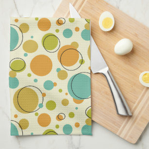 Colourful Circles Dots Mid Century Modern Pattern Tea Towel