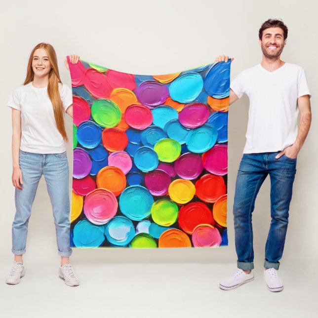 Colourful Circles Extravaganza Art Fleece Blanket (In Situ)