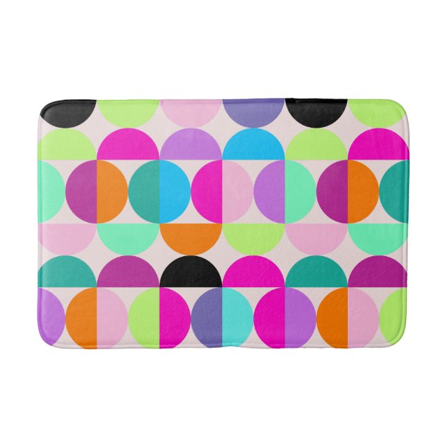 Colourful Circles Geometric Pattern Mid Century  Bath Mat (Front)