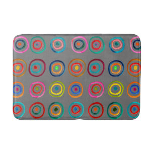 Colourful circles grey simple rainbow Scandi Bath Mat
