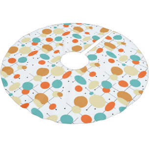 Colourful Circles Lines Mid Century Retro Pattern Brushed Polyester Tree Skirt