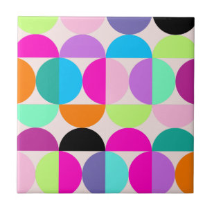 Colourful Circles Mid Century Modern Geometric Tile