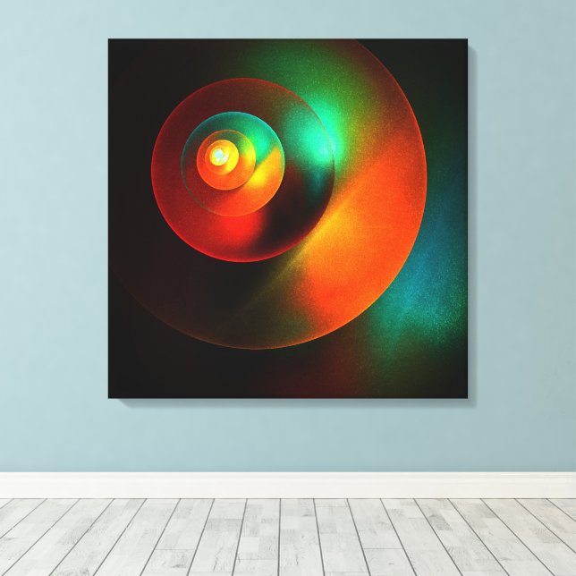 Colourful Circles Modern Abstract Art Pattern #18 Canvas Print (Insitu(Wood Floor))