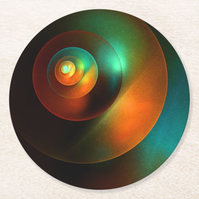 Colourful Circles Modern Abstract Art Pattern #18 Round Paper Coaster (Front)