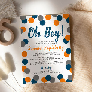 Colourful Circles Modern   Oh Boy Baby Shower Invitation