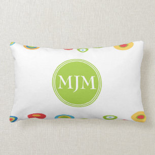Colourful Circles Monogram Lumbar Pillow