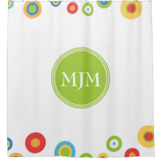 Colourful Circles Monogram Shower Curtain