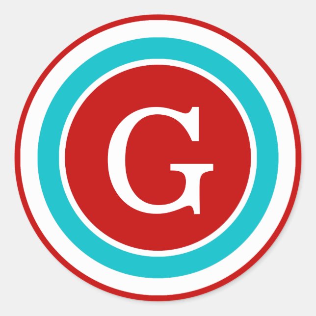 Colourful Circles Monogram Stickers / Red Blue (Front)