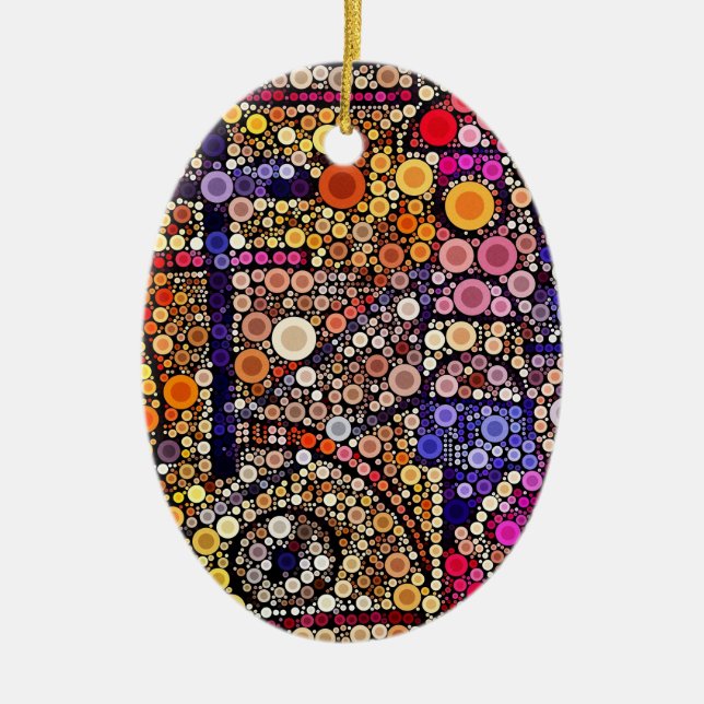 Colourful Circles Mosaic Southwestern Cross Design Ceramic Tree Decoration (Front)