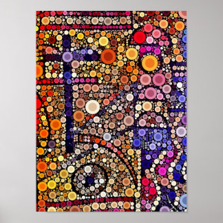 Colourful Circles Mosaic Southwestern Cross Design Poster
