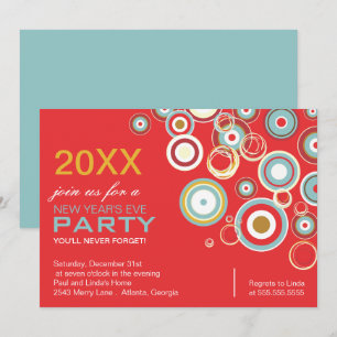 Colourful Circles New Year Party Invitation
