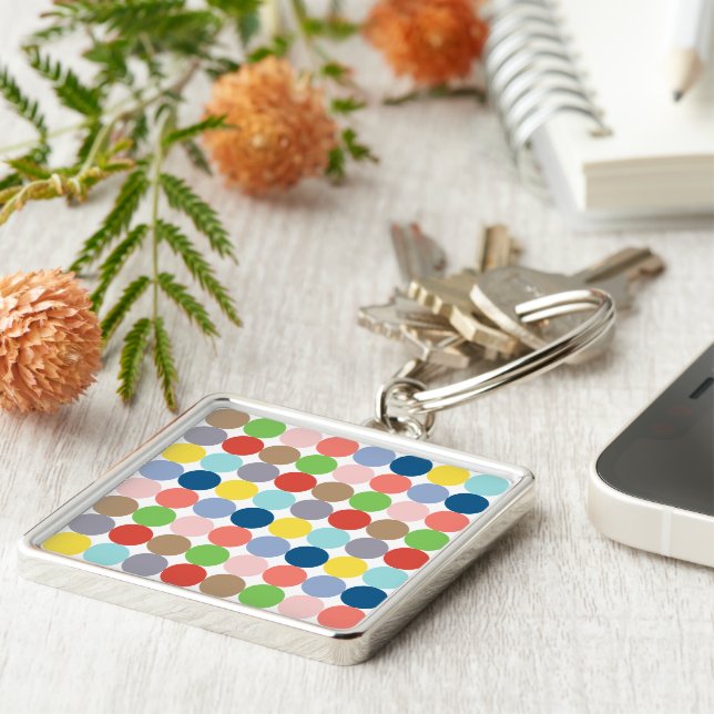 colourful circles of pastel colour... key ring (Side)