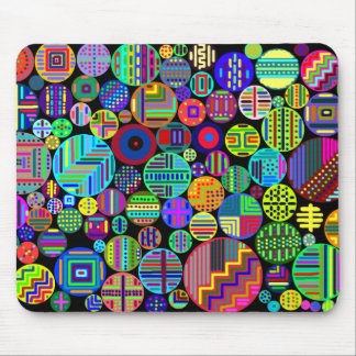 Colourful Circles on Black Background Mouse Pad