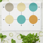 Colourful Circles On Black Lines Mid Century Moder Tea Towel<br><div class="desc">This colourful mid century modern kitchen towel features turquoise blue,  two shades of orange,  cream,  and tan circles on a black lined grid. Add that bit of fun to your kitchen decor!</div>