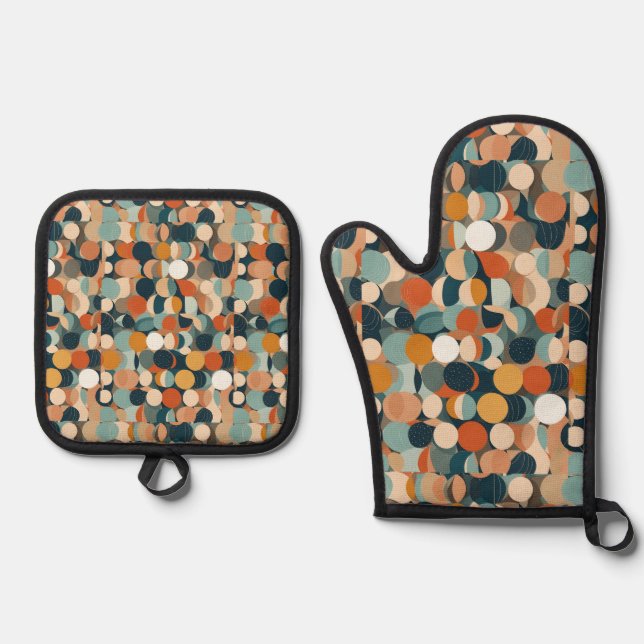 Colourful Circles Oven Mitt & Pot Holder Set (Front)
