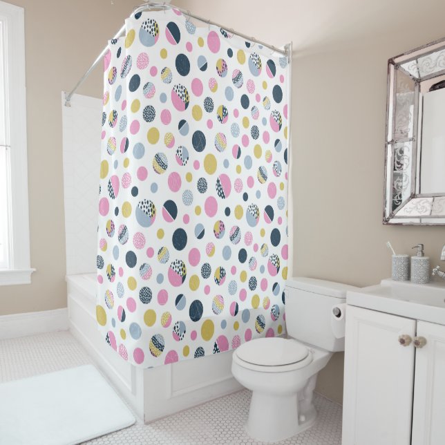 Colourful Circles  Shower Curtain (In Situ)