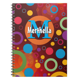Colourful Circles Spots Rings Personalised ORANGE Notebook