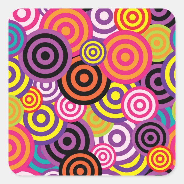 Colourful circles square sticker (Front)