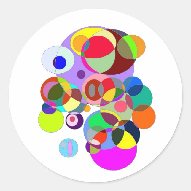 Colourful Circles to make you happy Classic Round Sticker (Front)