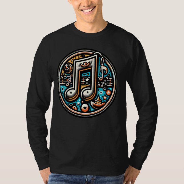 Colourful Circular Design Musical Notes For Music  T-Shirt (Front)