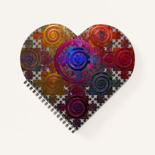 Colourful Circular Hotplates Heart Spiral Notebook