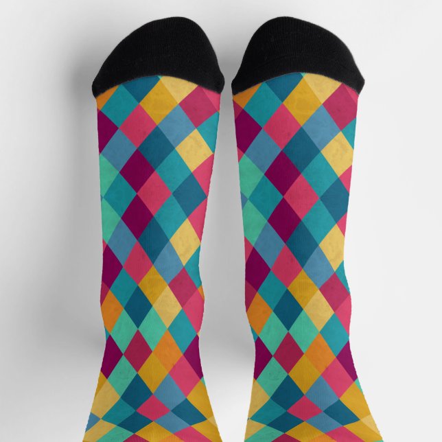 Colourful Circus Multicolor Rhombuses Socks (Top)