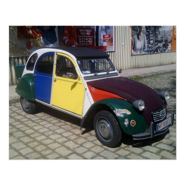 Colourful Citroen 2 CV Poster (Front)