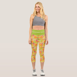 Colourful Citrus custom text Capri Leggings