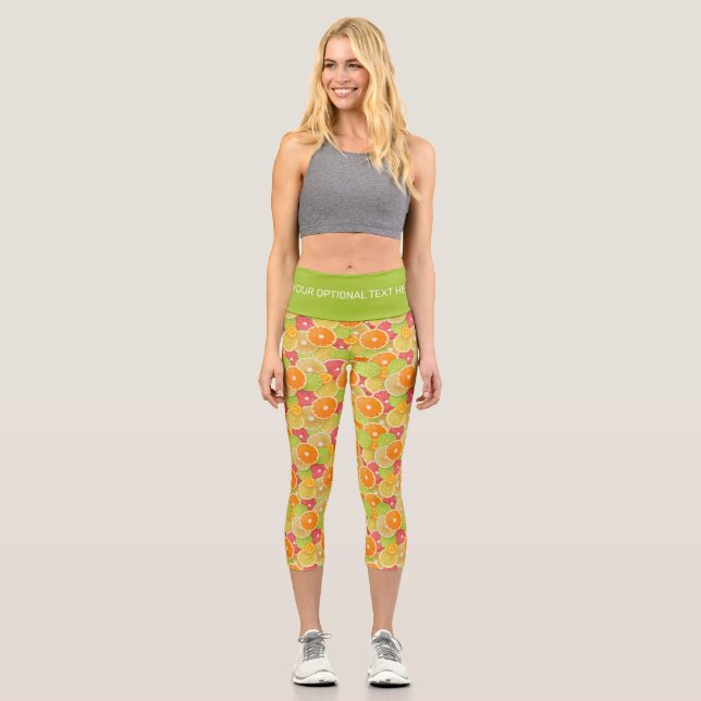 Colourful Citrus custom text Capri Leggings (Front)