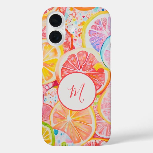 Colourful Citrus Fruit Pattern Monogram Case-Mate iPhone Case (Back)