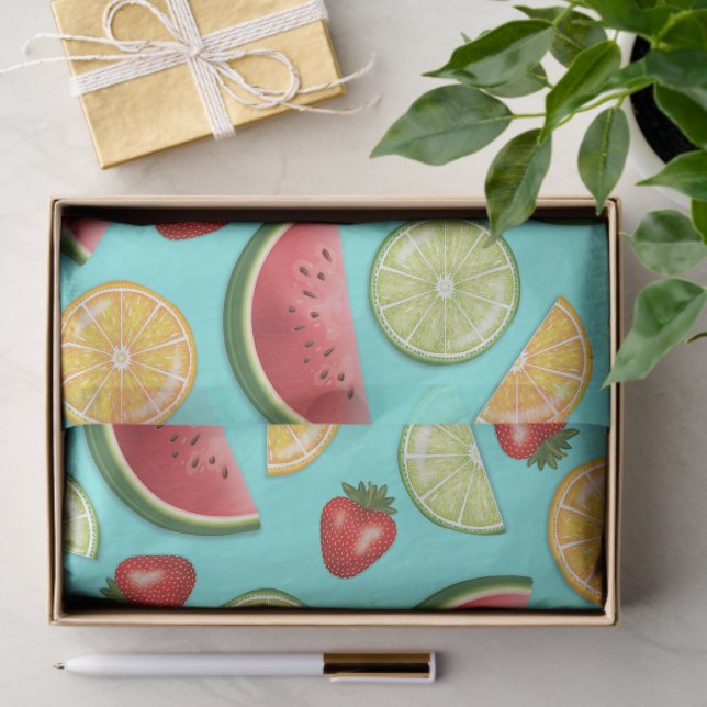 Colourful Citrus Fruits With Melon And Strawberrie Tissue Paper (Gift)