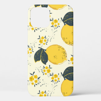 Colourful citrus, lemon flower pattern. iPhone 12 case