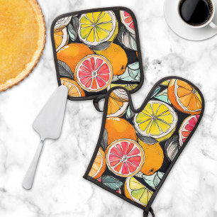 Colourful Citrus Oven Mitt & Pot Holder Set